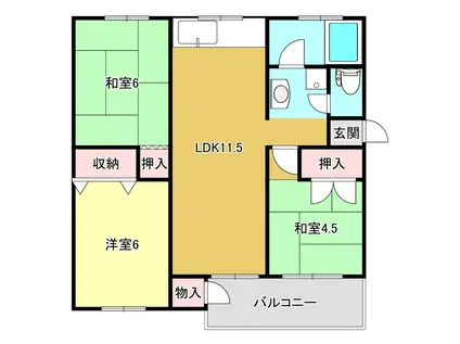 神陵台北65号(3LDK/5階)の間取り写真