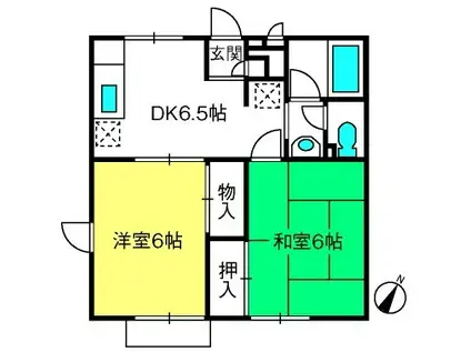 尾山台ハイツI(2DK/1階)の間取り写真