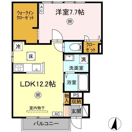 D-ROOM鳥飼1丁目工事(1LDK/1階)の間取り写真
