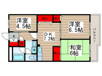 パークサイドマンション(3DK/2階)の間取り写真