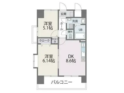 レジデンス20(2DK/3階)の間取り写真