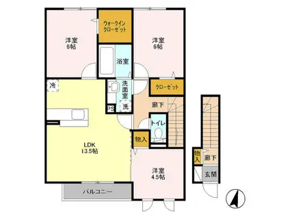 D-ROOMラフィーネ I 102(3LDK/2階)の間取り写真
