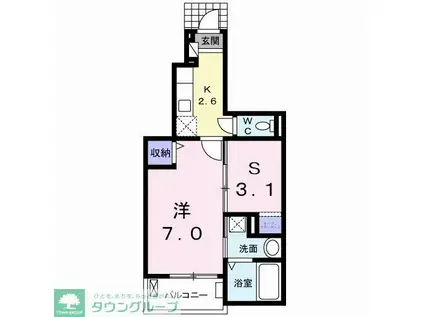 ピュアK(1SK/1階)の間取り写真