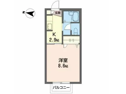 KALMIAPALACEA(1K/2階)の間取り写真