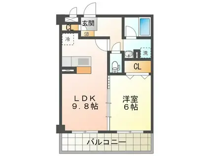 マンションマルカサウス(1LDK/3階)の間取り写真