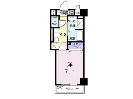 ラフィネ医大東(1K/1階)の間取り写真