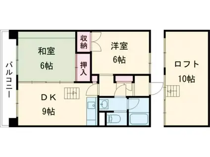 インペリアル西本II(2DK/7階)の間取り写真