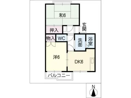 タウニー香り(2DK/2階)の間取り写真