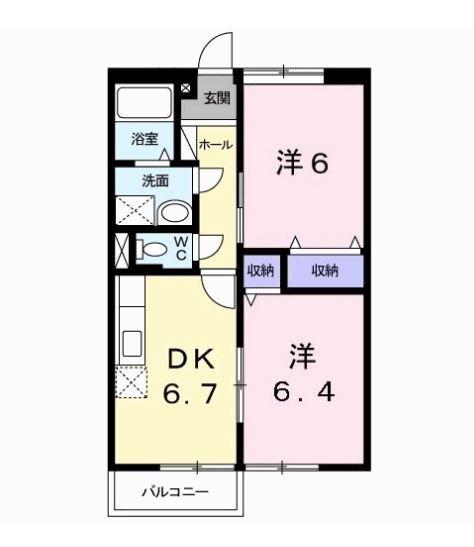 ジョイナス瀬戸(2DK/2階)の間取り写真