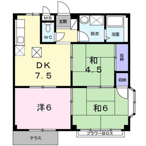 ハイツ山本(3DK/1階)の間取り写真