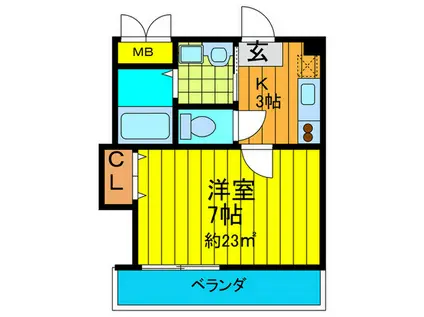 アム-ルヤマモト(1K/2階)の間取り写真