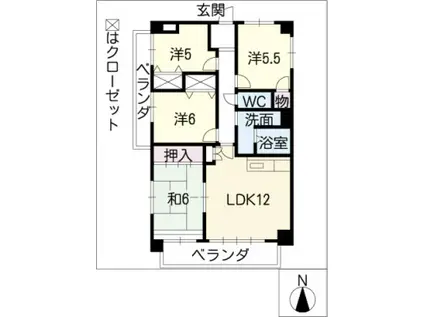 ヴィアーレマルフク南館(4LDK/6階)の間取り写真