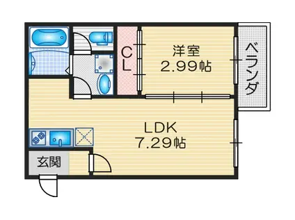 プリヴェ江坂(1LDK/3階)の間取り写真