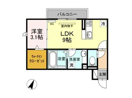 ティー.アイビー B(1LDK/2階)の間取り写真