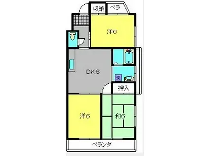 篠原ハイム(3DK/2階)の間取り写真