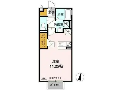 ジュネス丸山D(ワンルーム/1階)の間取り写真