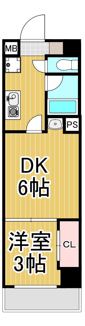 パークモダン伊丹(1DK/3階)の間取り写真