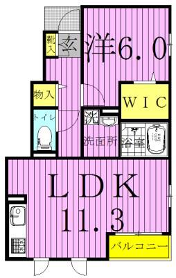 ドミールおおたかの森(1LDK/1階)の間取り写真
