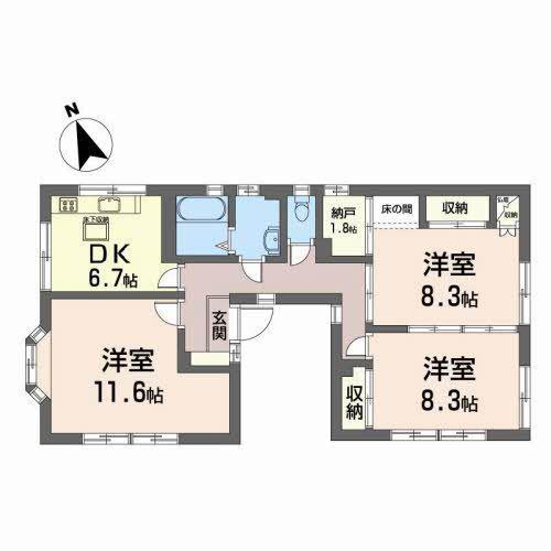 フレグランスK3(3SDK/1階)の間取り写真