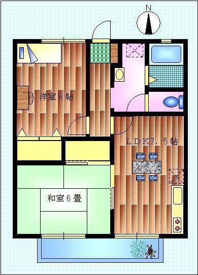 ノーブルヨコオA(2DK/1階)の間取り写真