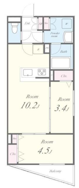 RESIDENCE KOENJI SQUARE(2LDK/2階)の間取り写真