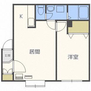 西宮の沢レモンハイツ(1LDK/3階)の間取り写真