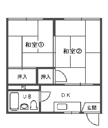 コーポ立川(2K/1階)の間取り写真