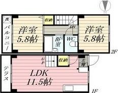 リッツコート(2LDK/3階)の間取り写真