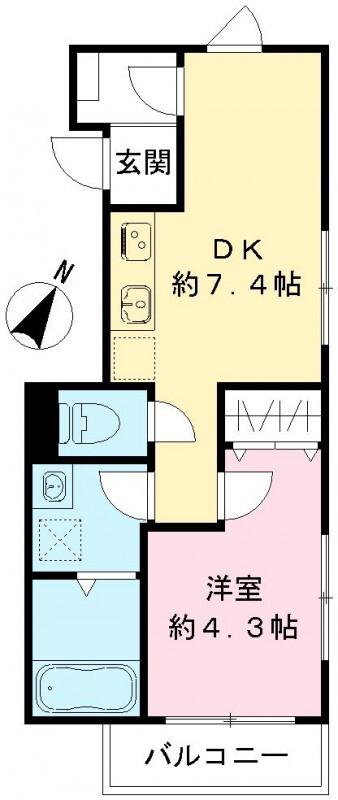六本木ルガロ(1DK/2階)の間取り写真