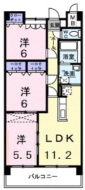 グランソレイユ西中央(3LDK/4階)の間取り写真