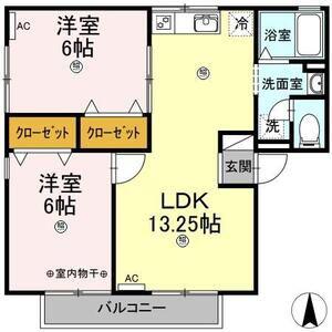 セジュール林 B(2LDK/1階)の間取り写真