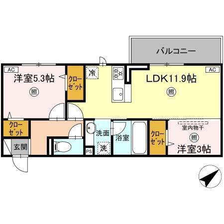 M・K・K 高峰町(2LDK/2階)の間取り写真