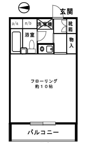 ジュネス神戸(1K/2階)の間取り写真