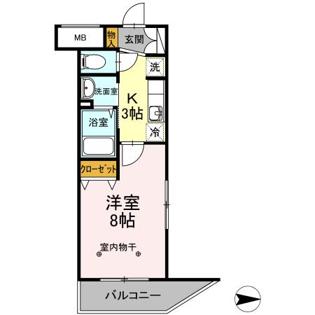 サクラピア(1K/5階)の間取り写真