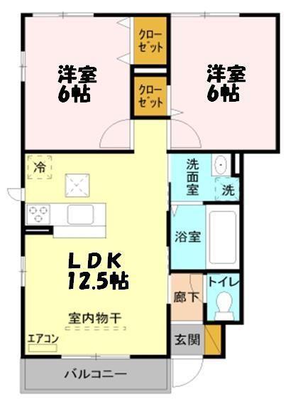 サンガーデン(2LDK/1階)の間取り写真