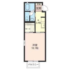 ラフィーネ A棟(1K/2階)の間取り写真