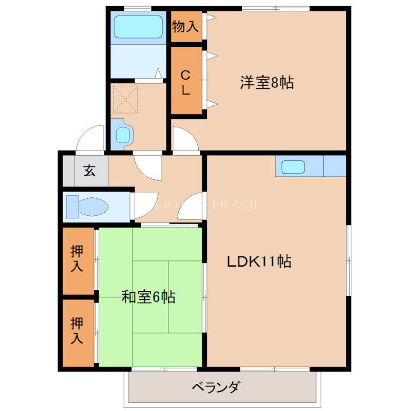 アクール D棟(2LDK/1階)の間取り写真