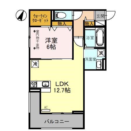 グローブ(1LDK/2階)の間取り写真