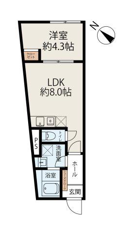 モンソレイユ方南町(1LDK/4階)の間取り写真