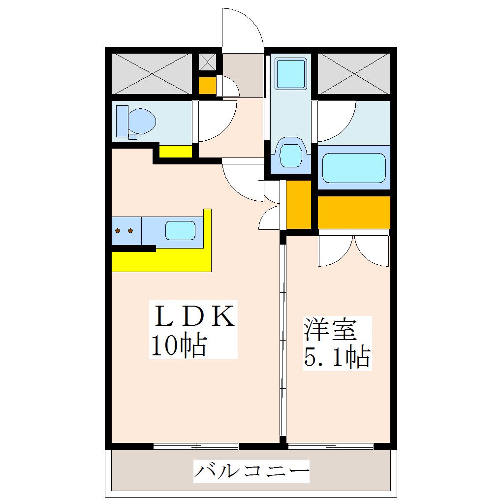 ウィステリア柏木(1LDK/1階)の間取り写真