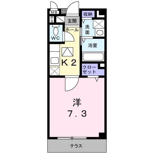 グリーンウィンド(1K/1階)の間取り写真