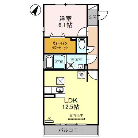 ハピネス(1LDK/1階)の間取り写真