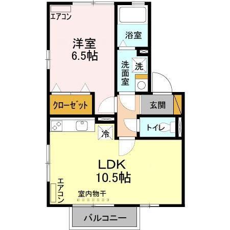 クレセントコート(1LDK/2階)の間取り写真