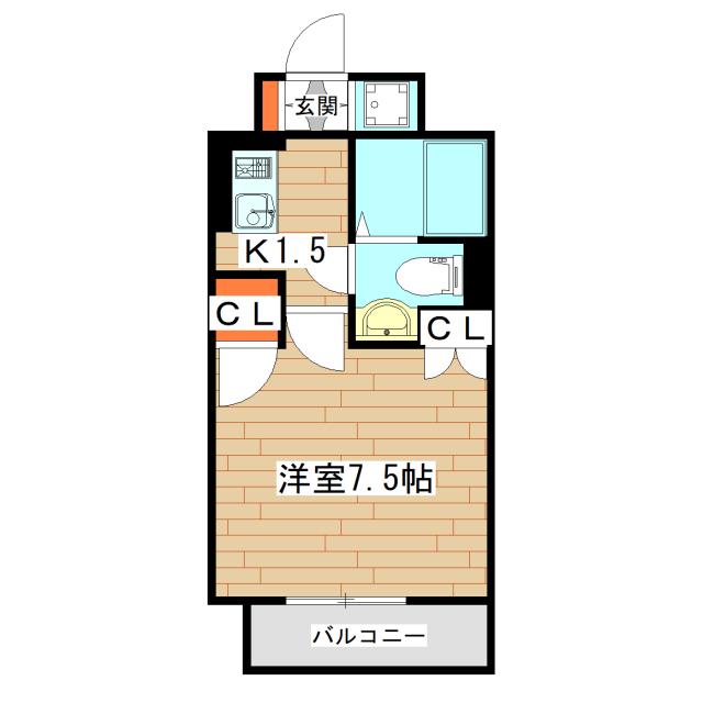 グランカーサ広瀬通(1K/3階)の間取り写真