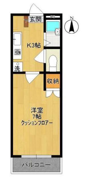 レジデンス向ヶ丘(1K/4階)の間取り写真
