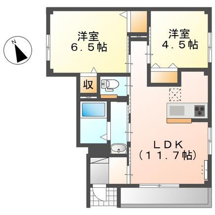 サンモール金ケ崎II(2LDK/1階)の間取り写真