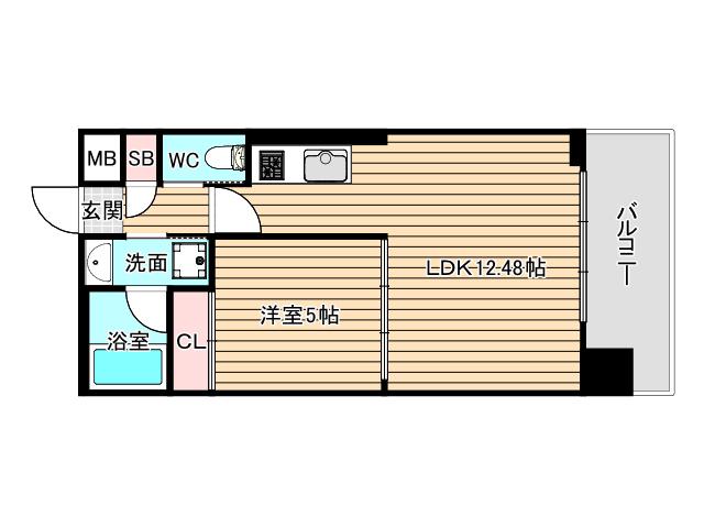 プレジオ弁天町(1LDK/6階)の間取り写真