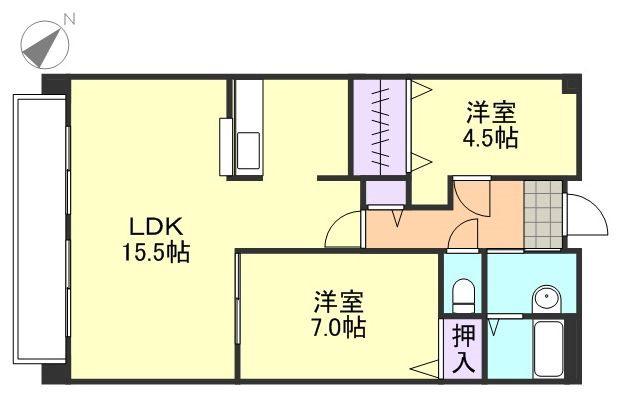 ベルアージュ(2LDK/2階)の間取り写真