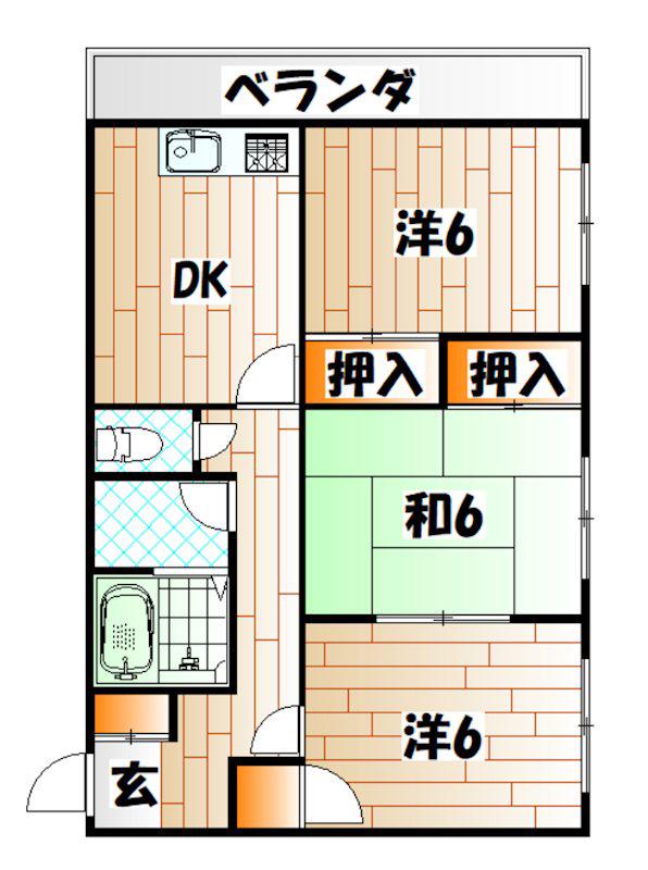 大誠ハイツ(3DK/3階)の間取り写真