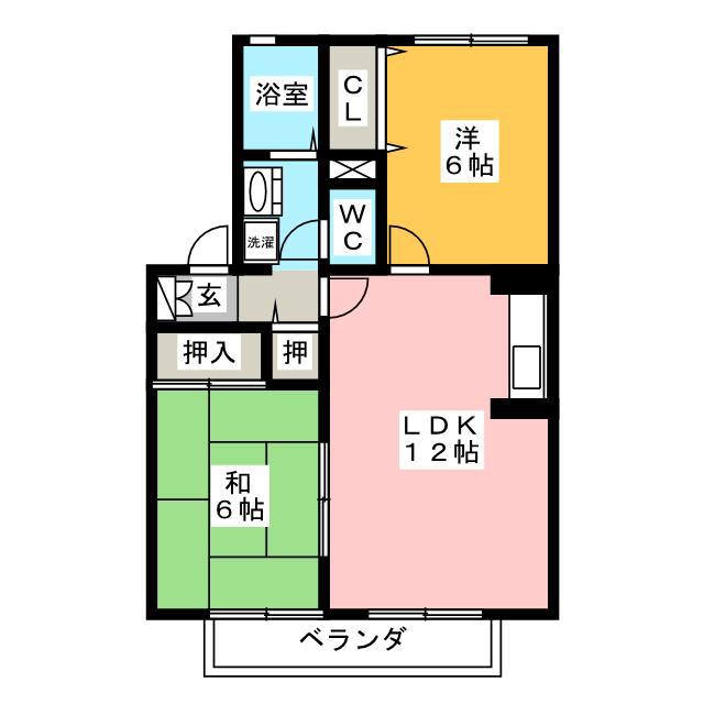 DWELL ハヤシ B棟(2LDK/1階)の間取り写真